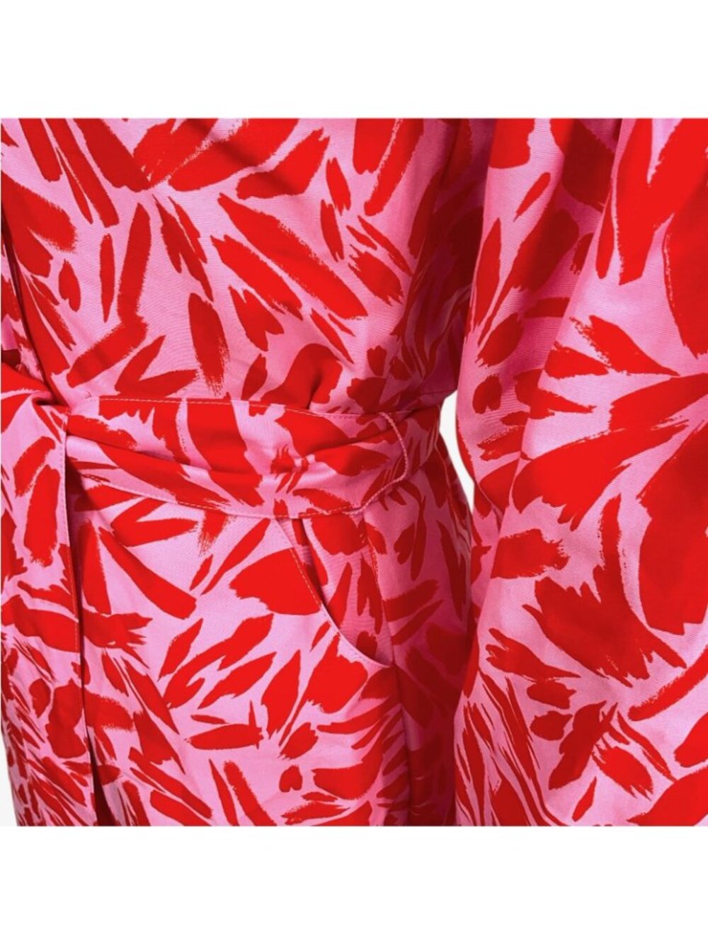 Veronica Beard Samy Shirt Dress Womens 00 Pink Abstract Belted 3/4 Sleeve Mini - Picture 4 of 13